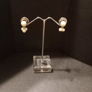 Banana Republic Gold Tone Faux Pearls Dangle Pierced Earrings